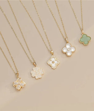 Arvaleff Copper Necklace Love Clover Light Luxury Fashion Clavicle Chain 18K Gold Zircon with Diamond Cross-Border Wholesale