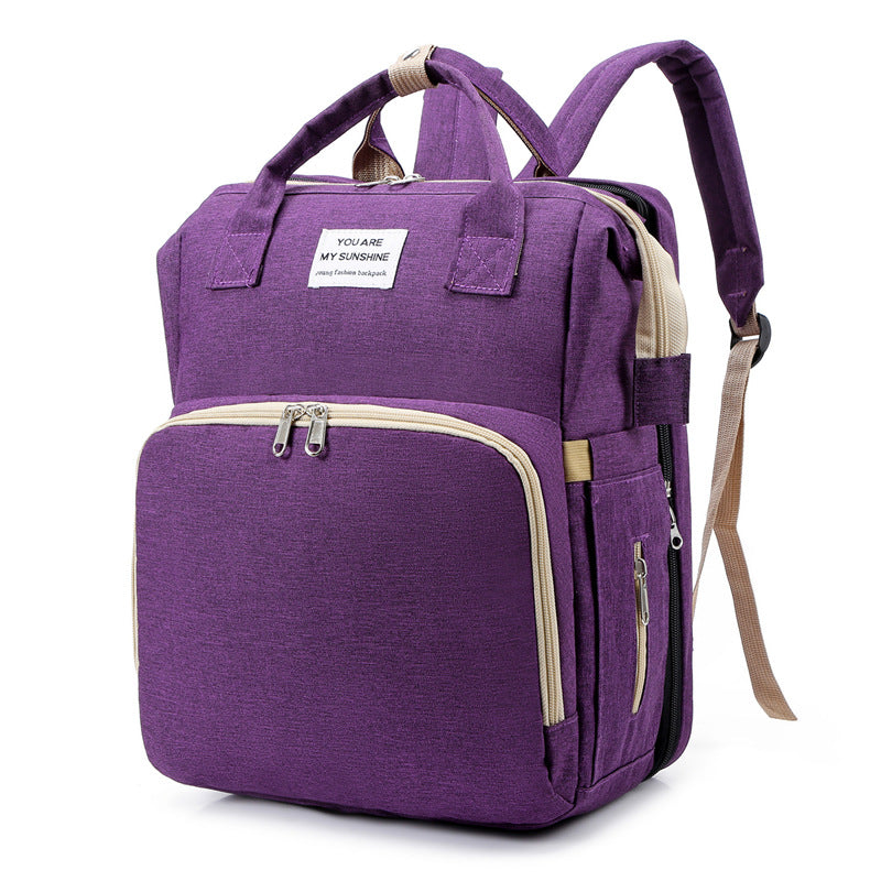 Cross-border New Folding Sleeping Mummy Bag Multifunctional Mother and Baby Bag Mother Bag Bottle Backpack Diaper Backpack