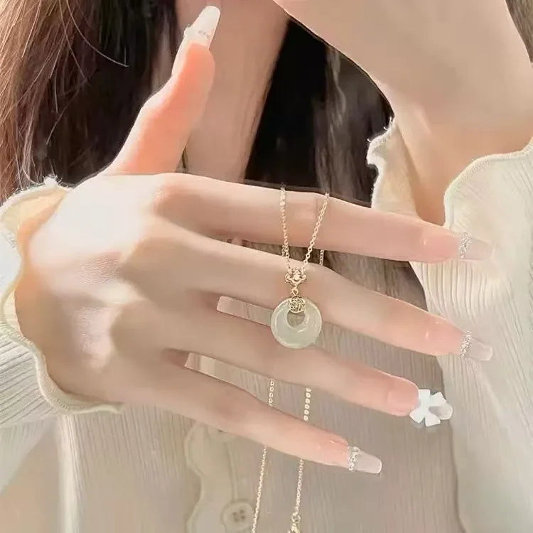 New Chinese-Style Peace Buckle Necklace for Women, Fashionable and Unique Chinese-Style Pendant, Gift for Best Friend, Girlfriend, or Mom
