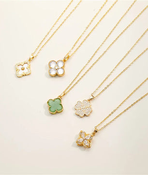 Arvaleff Copper Necklace Love Clover Light Luxury Fashion Clavicle Chain 18K Gold Zircon with Diamond Cross-Border Wholesale