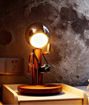 Creative Wooden Adjustable Jointed Bedroom Bedside Table Lamp, Living Room and Study Room High-End Ambiance Decorative Solid Wood in Stock
