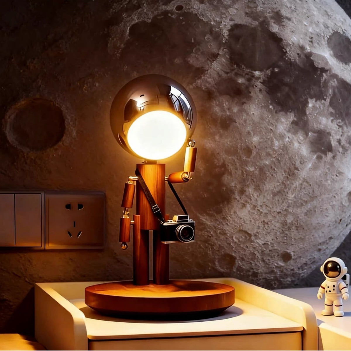Creative Wooden Adjustable Jointed Bedroom Bedside Table Lamp, Living Room and Study Room High-End Ambiance Decorative Solid Wood in Stock