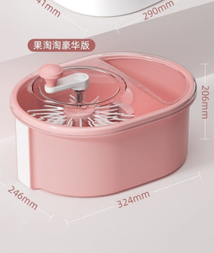 Hands-Free Fruit & Vegetable Washer and Spinner – Small Household Produce Dryer, Draining Basket, Vegetable Washing & Drying Machine with Double-Layer Draining Basket.