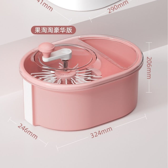 免手洗果蔬清洗机甩干机家用小型沥水篮脱水器淘洗果蔬双层沥水篮