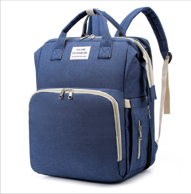 Cross-border New Folding Sleeping Mummy Bag Multifunctional Mother and Baby Bag Mother Bag Bottle Backpack Diaper Backpack
