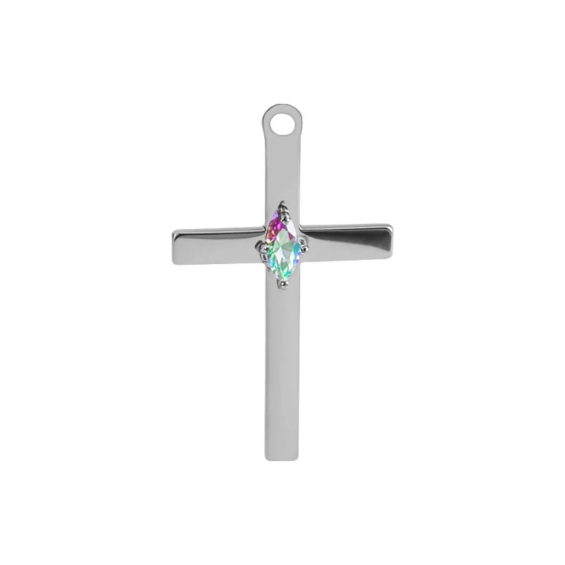European and American Export F136 Titanium Alloy Piercing Jewelry Geometric Cross Earrings Set with Marquise High-Quality Earrings