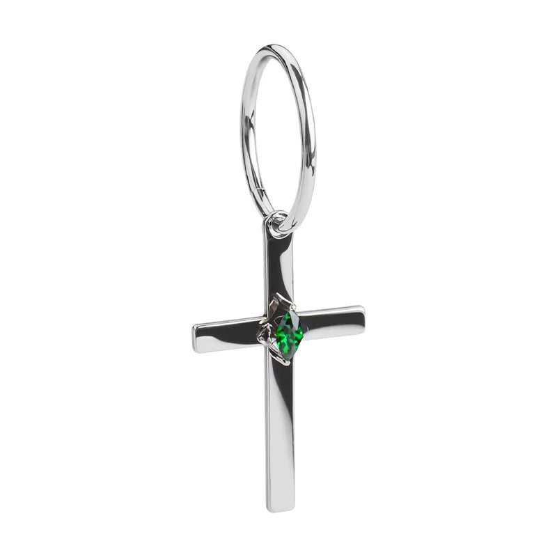 European and American Export F136 Titanium Alloy Piercing Jewelry Geometric Cross Earrings Set with Marquise High-Quality Earrings