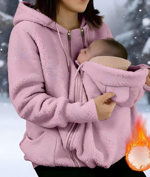 Cross-border AliExpress 2025 Autumn/Winter European and American Sherpa Fleece Zip-Up Cardigan Hoodie Women Fleece-Lined Thickened Parent-Child Matching Outfit