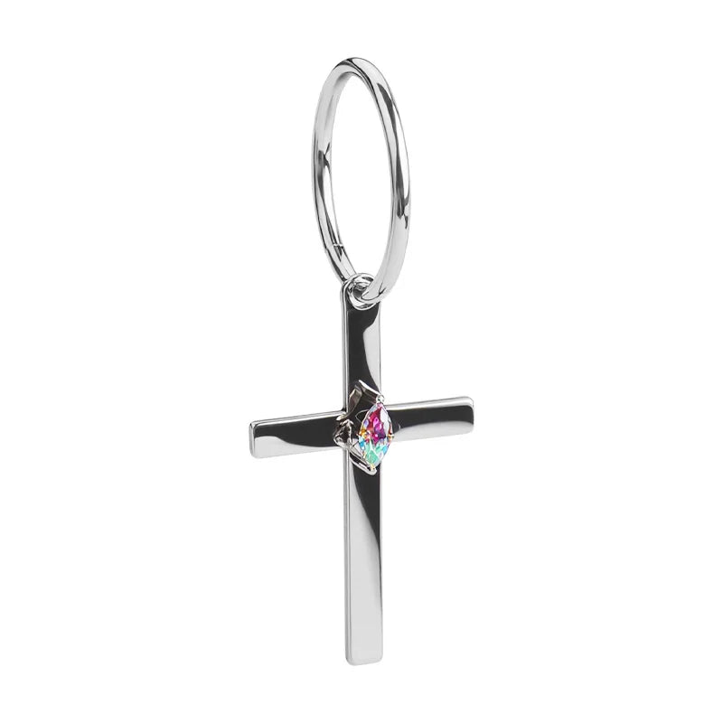 European and American Export F136 Titanium Alloy Piercing Jewelry Geometric Cross Earrings Set with Marquise High-Quality Earrings