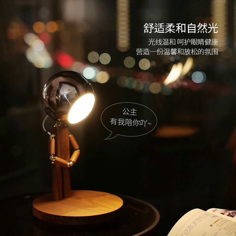 Creative Wooden Adjustable Jointed Bedroom Bedside Table Lamp, Living Room and Study Room High-End Ambiance Decorative Solid Wood in Stock