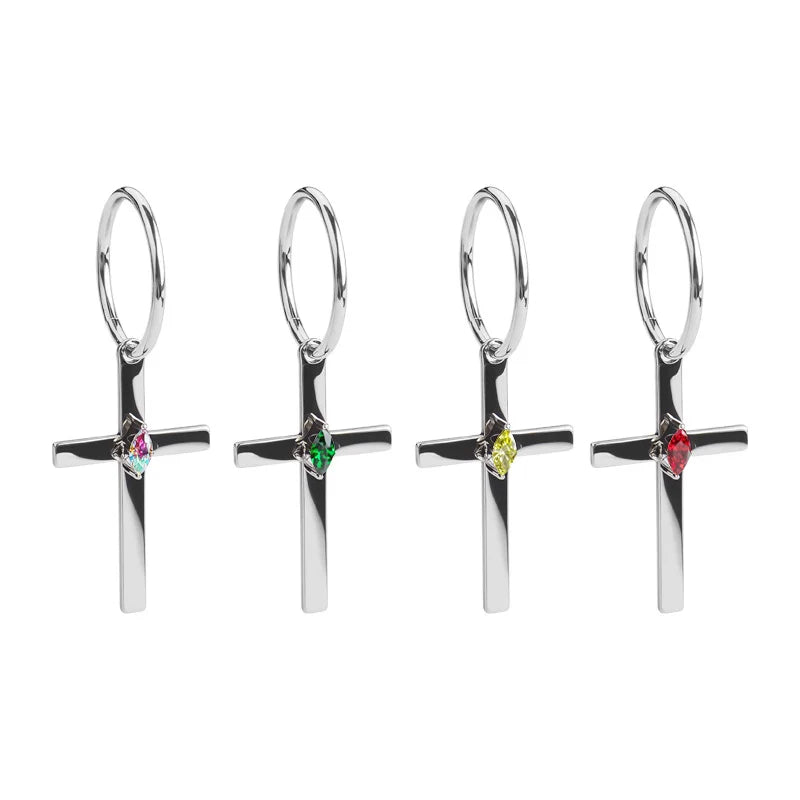 European and American Export F136 Titanium Alloy Piercing Jewelry Geometric Cross Earrings Set with Marquise High-Quality Earrings