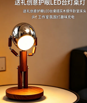 Creative Wooden Adjustable Jointed Bedroom Bedside Table Lamp, Living Room and Study Room High-End Ambiance Decorative Solid Wood in Stock
