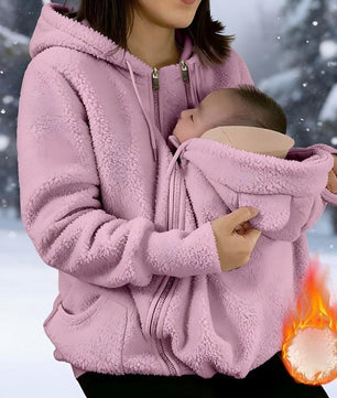 Cross-border AliExpress 2025 Autumn/Winter European and American Sherpa Fleece Zip-Up Cardigan Hoodie Women Fleece-Lined Thickened Parent-Child Matching Outfit