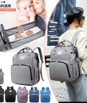 Cross-border New Folding Sleeping Mummy Bag Multifunctional Mother and Baby Bag Mother Bag Bottle Backpack Diaper Backpack