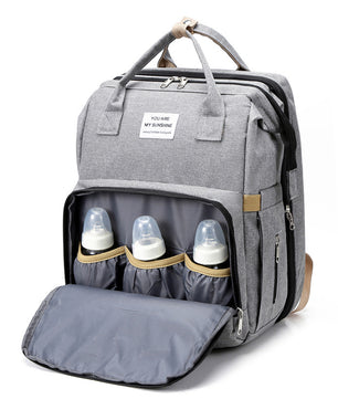 Cross-border New Folding Sleeping Mummy Bag Multifunctional Mother and Baby Bag Mother Bag Bottle Backpack Diaper Backpack