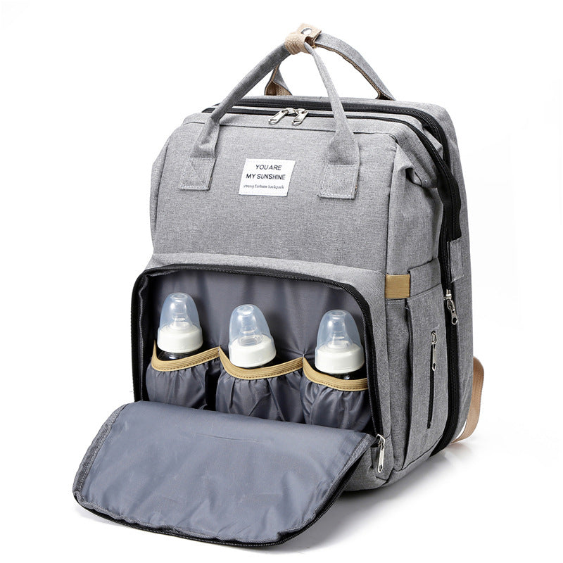 Cross-border New Folding Sleeping Mummy Bag Multifunctional Mother and Baby Bag Mother Bag Bottle Backpack Diaper Backpack
