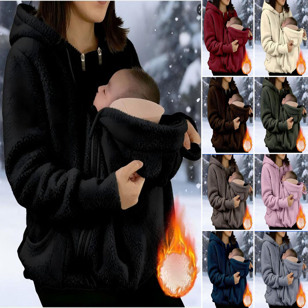 Cross-border AliExpress 2025 Autumn/Winter European and American Sherpa Fleece Zip-Up Cardigan Hoodie Women Fleece-Lined Thickened Parent-Child Matching Outfit
