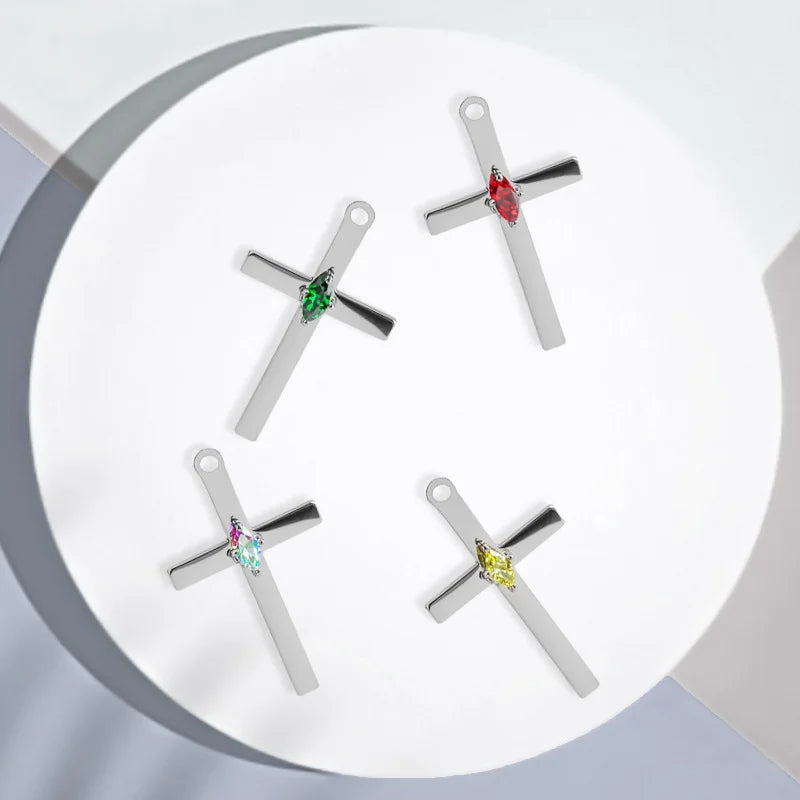 European and American Export F136 Titanium Alloy Piercing Jewelry Geometric Cross Earrings Set with Marquise High-Quality Earrings