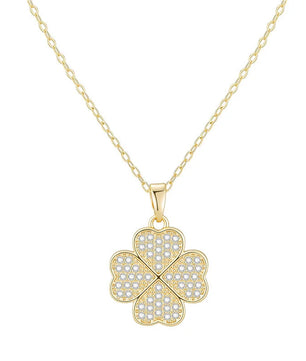 Arvaleff Copper Necklace Love Clover Light Luxury Fashion Clavicle Chain 18K Gold Zircon with Diamond Cross-Border Wholesale