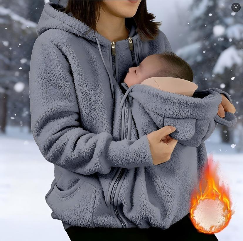 Cross-border AliExpress 2025 Autumn/Winter European and American Sherpa Fleece Zip-Up Cardigan Hoodie Women Fleece-Lined Thickened Parent-Child Matching Outfit