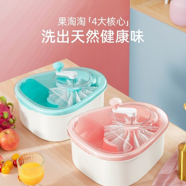 免手洗果蔬清洗机甩干机家用小型沥水篮脱水器淘洗果蔬双层沥水篮