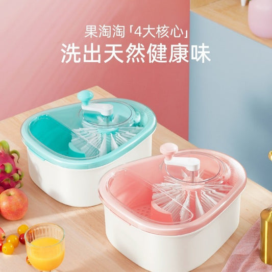 免手洗果蔬清洗机甩干机家用小型沥水篮脱水器淘洗果蔬双层沥水篮